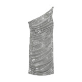 One Shoulder Mesh Stamping Slim Mini Dress ME-8481