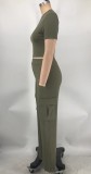 Solid Color Short Sleeve Pants Loose 2 Piece Set XMY-9469