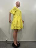 Solid Color Flare Sleeve Midi Dress OD-8584