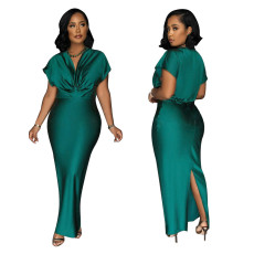 Sexy V-neck Short Sleeve Slim Dress YF-10697
