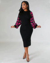 Casual Color Block Sequin Midi Dress BDF-7079