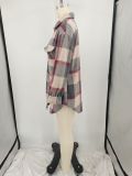 Plus Size Loose Plaid Mauney Long Sleeve Shirt Coat YIM-370