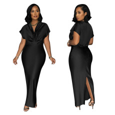 Sexy V-neck Short Sleeve Slim Dress YF-10697