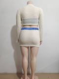 Patchwork Hollow Out Mesh Two-Piece Skirts Set GAKF-A30817