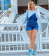 Irregular One-Shoulder Denim Romper GAKF-A31002