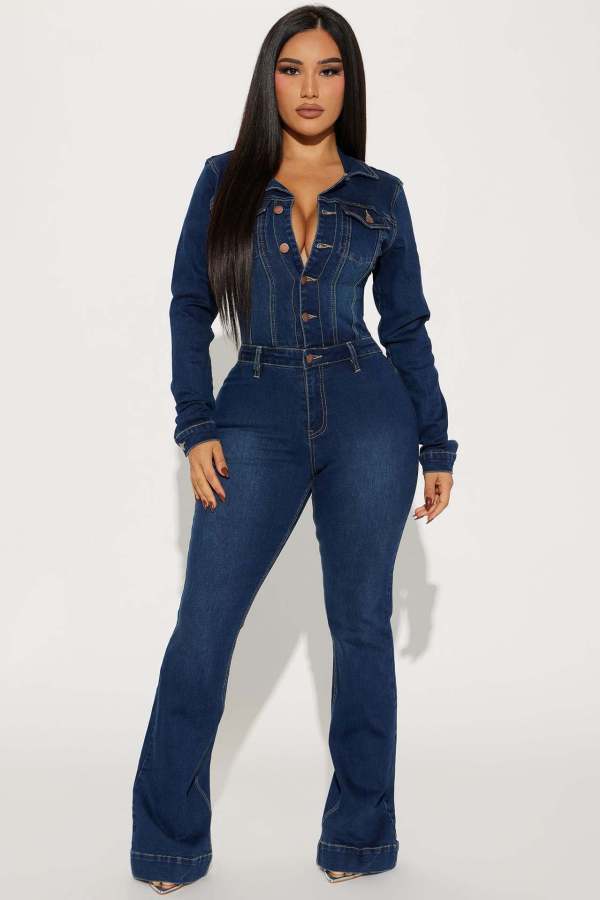 Fashion Denim Long Sleeve Flare Jeans LX-3568