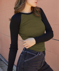 Contrast Color Long Sleeve T Shirt ME-8487