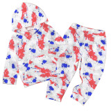 Kids Tie-Dye Print Sleeveless Hooded Two Piece Set GYMF-YM029
