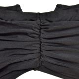 Sexy Wrap Chest Top And Pleated Skirt 2 Piece Set BY-6822