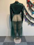 Sequin Mesh Patchwork See Through Tops NY-3138
