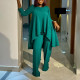 Solid Color Irregular Tops And Wide Leg Pant 2 Piece Set GMLF-D3260
