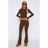 Fashion Solid Color Long Sleeve Two Piece Pants Set YD-012-D2