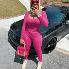Threaded Solid Color Square Neck Two Piece Pants Set YD-009