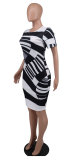 Fashion Print Short Sleeve Midi Dress XHXF-393