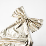 Sexy Bow One Shoulder Metallic Bodycon Dress GDSF-R23DS179