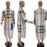 Stripe Color Block Print Shirt Dress GRNH-RNH28200