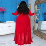 Plus Size Solid Long Sleeve Patchwork Slim Jumpsuit NNWF-7970