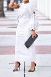 Solid Single Shoulder Sleeve Split Maxi Dress BGN-295