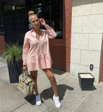 Fashion Long Sleeve Loose Shirt Dress AIL-186