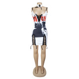 Sexy printed Bandage Mini Dress AIL-080