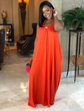 Solid Color Sling Loose Maxi Dress AIL-021