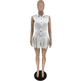 Sleeveless Lapel Casual Romper FOSF-8384