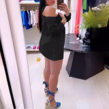 Solid Color Hollow Out Strapless Cross Neck Mini Dress NY-10735
