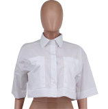 Solid Color 3/4 Sleeve Short Shirt XHXF-962