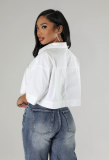 Solid Color 3/4 Sleeve Short Shirt XHXF-962
