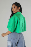 Solid Color 3/4 Sleeve Short Shirt XHXF-962