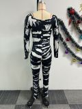 Sexy Print Long Sleeve Two Piece Pants Set NY-3152