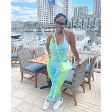 Print Patchwork Halter Backless Jumpsuit QYXZ-9926