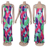 Print Sling Sling Maxi Dress FSXF-522