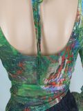 Sexy Mesh Printed Drawstring Top YD-8803