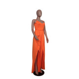 Solid Color Sling Split Jumpsuit QYXZ-9936