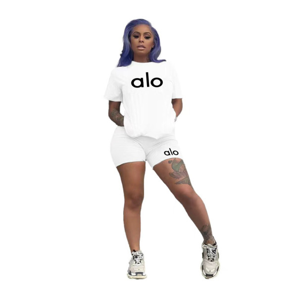 Casual Print Short Sleeve Two Piece Shorts Set QYLF-0078