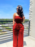 Sexy Solid Color Wrap Chest Wide Leg Jumpsuit ANDF-AD0605