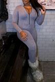 Zipper Long Sleeve Sport Jumpsuit GYZY-8856