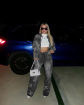 Fashion Denim Long Sleeve Two Piece Pants Set CM-8710