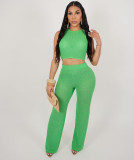 Hollow Out Knits Sleeveless Solid Color Suit TR-1295