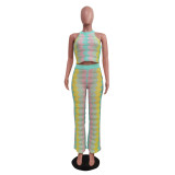 Sleeveless Knits Tops Wide Leg Pants 2 Piece Set TR-1297