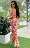 Sexy Sling V Neck Print Dress FSXF-591