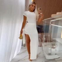 Solid Hollow Out Bandage Dress Two Piece Shorts Set Y-10757