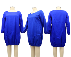 Plus Size Round Neck Solid Color Dress HNIF-006