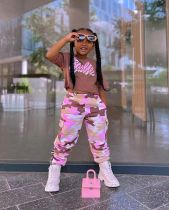 Kids Girl's T Shirt+Camouflage Pants 2 Piece Set GYAY-M8091 