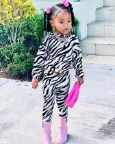 Kids Girl's Casual Zebra Print Long Sleeve Loose Suit GYAY-M8008 
