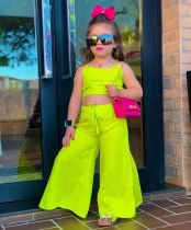 Kids Girl's Sleeveless Vest And Wide Leg Pants 2 Piece Set GYAY-M8024 