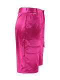 Solid Color Zipper Loose Knit Shorts YUF-90129