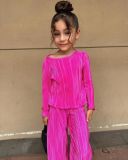 Kids Girl's Solid Loose Pleated Casual Two Piece Set GYAY-M8082 