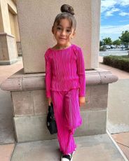 Kids Girl's Solid Loose Pleated Casual Two Piece Set GYAY-M8082 